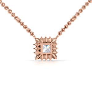 สร้อยคอจี้เพชรทรงปรินเซสคัท 1.28 กะรัต ประดับด้วยเพชรแบบเฮโล่ ทองคำขาว ทองคำขาวผสมทองคำชมพู 9K หรูหรา สำหรับผู้หญิง - Product Image 3