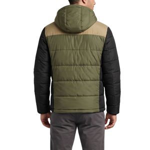 Veste matelassée coupe-vent de haute qualité pour homme, à capuche, bicolore olive vert et noir, rembourrée en duvet, chaude et matelassée. - Product Image 2