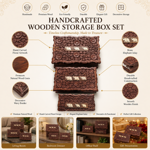 Elegant Set of Three Handcrafted Modern Wooden Storage <b>Gift</b> <b>Boxes</b> Multifunctional Decorative Organizer with 3 to 6L Capacity - Product Image 4