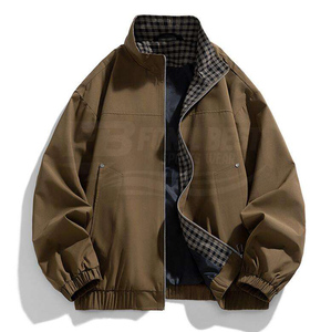 <b>Men's</b> Slim Plaid <b>Jacket</b> Winter Stand Collar Zipper Button Front Windproof Polyester Fiber Casual Fashion Outerwear - Product Image 4
