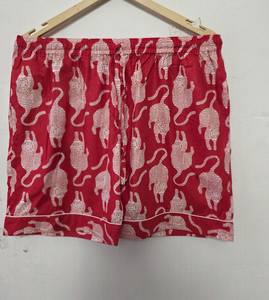 Pantalones Cortos de Algodón Ecológico Tejidos a Mano con Diseño Floral Azul Marino para Hombre y Mujer, Estampado Flocado Premium, Ropa de Verano Unisex - Product Image 1