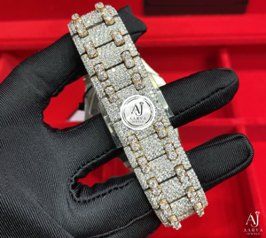 AARVA JEWELS นาฬิกาโลหะฝังเพชรสำหรับผู้ชายสไตล์วินเทจสุดหรู ขนาด 42 มม. หน้าปัดแสดงวันที่แบบอนาล็อกและดิจิตอล ตัวล็อคแบบซ่อน - Product Image 6