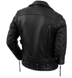 Chaqueta de Motociclista Unisex de Cuero Vacuno Genuino, Chaqueta de Cuero Natural para Motociclista, Chaqueta de Moto Vintage Retro de Secado Rápido para Todas las Estaciones - Product Image 2