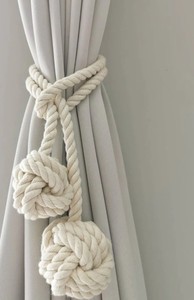 Set of 2, Macrame Curtain <b>Tieback</b>, Marine, Nautica, Curtain Holder Holdback, Modern Window Treatment, 100% Cotton Decor - Product Image 4