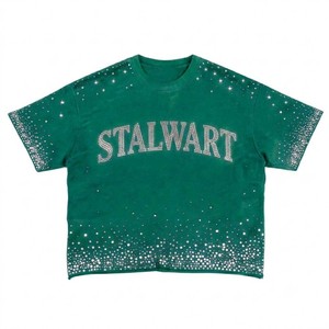 Men's Rhinestone Graphic T-<b>Shirt</b> <b>Y2K</b> Streetwear Oversized Heavyweight Cotton Tee Star Pattern USA Europe Trend Top - Product Image 2