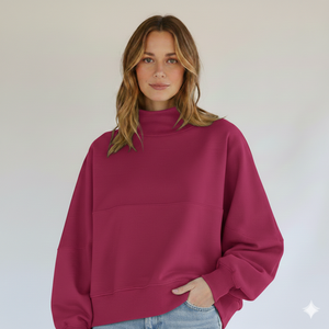 Sudadera Premium para Mujer, Oversize, Cuello Alto, Bordada, de Manga Larga para Invierno y Otoño, Estilo Relajado, de Alta Calidad - Product Image 1