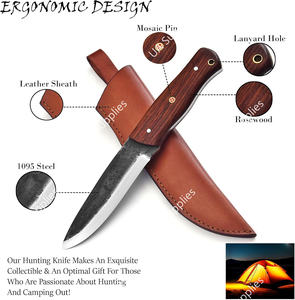 Cuchillo Táctico de Acero al Carbono Forjado a Mano, Afilado como una Navaja, con Mango de Palisandro, para Bushcraft, Camping, Caza y Actividades al Aire Libre, OEM - Product Image 2