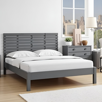 Tête de lit Queen Artisanale en Bois Sculpté Intelligent, Éclairée et à Hauteur Réglable, Finition Noire, en Pin, Meuble de Chambre de Luxe