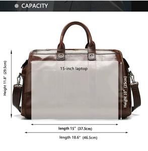 Sac de voyage en cuir véritable de qualité supérieure, grande capacité, marron foncé, sac de week-end pour hommes et femmes, bagage à main durable - Product Image 5