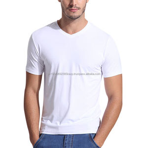 Wholesale <b>Mens</b> <b>V</b> <b>Neck</b> <b>T</b> <b>Shirts</b> 100% Cotton Eco-Friendly Breathable White Blank Slim Fit Plain Tee Custom Logo Printing Soft - Product Image 3