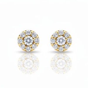 ต่างหูเพชรทรงกลม 0.60 กะรัต เพชรเลี้ยงในห้องปฏิบัติการ ประดับด้วยเพชรรอบๆ ตัวเรือนทอง 14K รับรองโดย IGI สำหรับผู้หญิง ของขวัญสำหรับงานปาร์ตี้ เครื่องประดับหรูหรา สง่างาม เหมาะสำหรับใส่ในชีวิตประจำวัน - Product Image 2