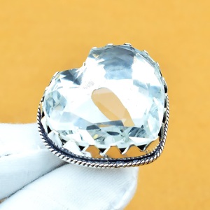 Heart White Topaz Silver <b>Ring</b> 925 Silver <b>Crystal</b> <b>Ring</b> Handmade <b>Ring</b> Elegant Jewelry - Product Image 3