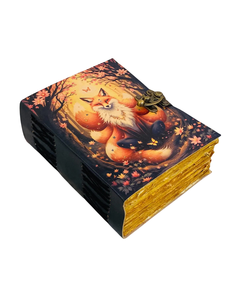 Nine-Tailed Fox Leather Grimoire Journal Handmade Fantasy <b>Notebook</b> Vintage <b>Book</b> of Shadows Embossed Writing Diary Gift - Product Image 5