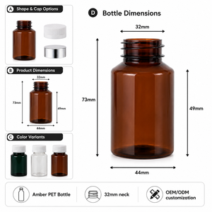 Custom 60ml Amber PET Plastic Supplement Bottle With Screw Cap Vitamin Pill Capsule Tablet Packaging Vietnam Manufacturer - Product Image 5