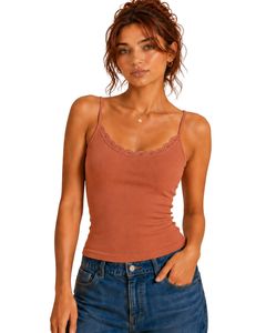 Camiseta sin mangas de algodón acanalada con encaje para mujer, estilo casual de verano, corte ajustado, top corto de moda - Product Image 1