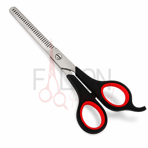 Black Red <b>Handle</b> Hair Thinning Scissors Professional Texturizing <b>Shears</b> Stainless Steel Barber Salon Scissors - Product Image 2
