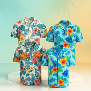 Chemise vintage pour homme à imprimé hawaïen personnalisé OEM, séchage rapide, respirante, en tissu velours sublimé - Product Image 6