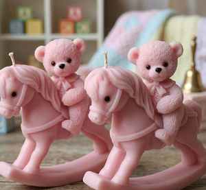 High Quality Long Lasting Scented <b>Candle</b> Horse & Teddy <b>Candle</b> Luxury Cute Birthday <b>Candle</b> Custom Label <b>Baptism</b> return gift - Product Image 3