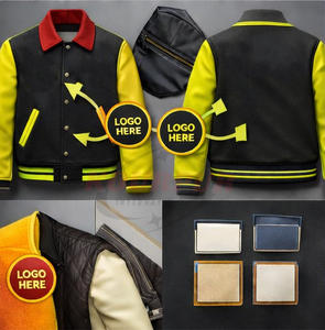 Veste universitaire personnalisée OEM ODM style baseball, corps en laine, manches en cuir, boutons-pression, broderie chenille de haute qualité - Product Image 5