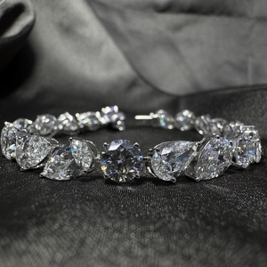 Pear & Round Cut Diamond Tennis <b>Bracelet</b> <b>White</b> Gold IGI Certified Luxury Jewelry Women's Anniversary Fine Jewelry - Product Image 5