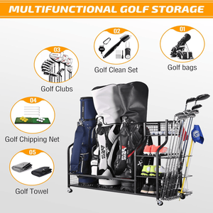 Organizzatore Extra Large per 4 Sacche da Golf, Supporto per lo Stoccaggio in Garage di Mazze e Accessori da Golf - Product Image 5