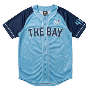 Maillot de baseball 100 % polyester sublimé, design personnalisé, col en V, entièrement boutonné, uniformes d'entraînement professionnels pour hommes - Product Image 2