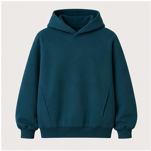 Sudadera con Capucha Personalizada para Hombre, Color Verde Azulado Oscuro, Corte Holgado, Sin Cordón, Bolsillos Laterales, Felpa Suave - Product Image 1