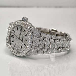 41mm Stainless Steel <b>Automatic</b> Mechanical <b>Wristwatch</b> Moissanite Diamond Iced Glass Dial Luxury Hip Hop Style High Quality Analog - Product Image 5