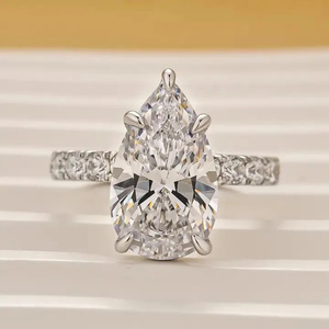 925 Classic Women's 5.0Ct Pear Cut Moissanite Engagement <b>Ring</b> in Sterling Silver White Gold Plated <b>Indian</b> Supplier Manufacturer - Product Image 6
