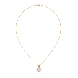 Collier pendentif en or avec diamant cultivé en laboratoire, solitaire rond brillant, or massif 14 carats, bijoux de luxe pour femmes - Product Image 3
