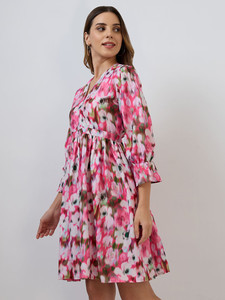 Robe en mousseline de coton à imprimé floral pour femme, coupe droite, longueur midi, pour mariée, demoiselle d'honneur, soirée, fête de mariage, ou cadeau d'anniversaire - Product Image 2