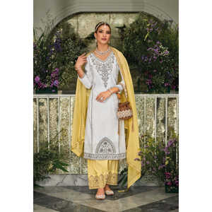 Wunderschönes Indisches & Pakistanisches Party-Outfit Top Plazzo Dupatta mit Aufwendiger Pailletten-Stickerei - Product Image 3