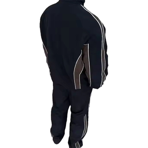 Conjunto Deportivo para Hombre, Color Negro, Cierre Completo, Cuello Alto, Color Sólido, Bolsillos Laterales, Estilo Deportivo, Otoño, Corte Regular, Chaqueta Cortavientos - Product Image 6