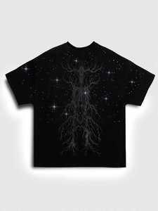 T-shirts pour hommes avec motif d'arbre abstrait, strass, 100% coton, surdimensionnés, streetwear, personnalisables, imprimés sur toute la surface, jersey lourd - Product Image 2