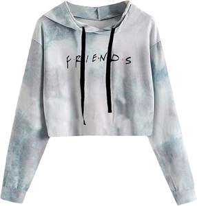 Sudadera Corta con Capucha para Mujer, Estilo Holgado, para Adolescentes, con Logotipo Frontal ODM, 100% Algodón, Diseño Inspirado en la Serie de TV Friends - Product Image 4