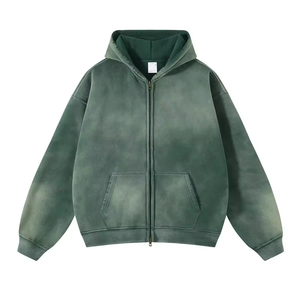 Sweat-shirt à capuche oversize pour homme 100% coton French Terry couleur unie avec poche, style décontracté tricoté lavé pour l'automne - Product Image 4