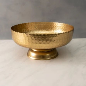 Luxury Silver Pedestal Bowl For Wedding Modern Hammered Metal Decorative Fruit Server Polished Antique Finish Serving Bowl - Product Image 4
