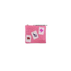 Monedero de algodón bordado a mano con cuentas de semillas y diseño personalizable, con motivos de fichas de Mahjong, de gran venta - The Glitter Exports - Product Image 4