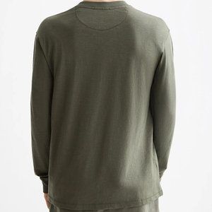 <b>Men's</b> Long Sleeve <b>Henley</b> T-<b>Shirt</b> 100% Cotton Regular Fit Button Up Collar Solid Color Casual Wear Autumn Knitted Fabric - Product Image 5