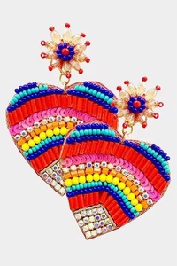 Pendientes de conejito con cuentas de cristal coloridas para mujer, joyería de moda para fiesta de boda, forma de dibujos animados - Product Image 2