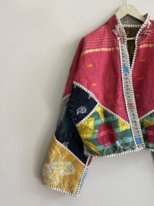 Indian <b>Patchwork</b> Quilted Boho <b>Jacket</b> Women Cotton Coat Vintage Kantha <b>Jacket</b> Reversible Overcoat Short <b>Jacket</b> - Product Image 4