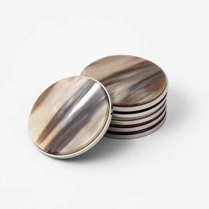 Posavasos de Cuerno de Búfalo Natural de Alta Calidad, Estilos Redondo y Cuadrado, Alfombrilla de Mesa Absorbente de Agua con Aspecto Único - Product Image 1