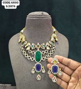 Ping Bling Royal Horse Motif <b>Statement</b> <b>Necklace</b> Set with Multicolor Gemstones Designer Bridal Wedding Party Jewelry Set - Product Image 5
