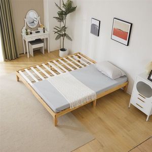 Struttura Letto in Legno Massello di Faggio Design Moderno e Semplice Disponibile in Misure Singolo, Matrimoniale e King Size 206x192x30.5cm Mobili per Camera da Letto in Legno - Product Image 4