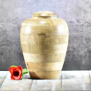 Urna Funeraria de Madera de Mango Natural de Lujo al por Mayor, Jarra Conmemorativa con Diseño de Grano en Capas y Acabado de Madera Pulida Suave - Product Image 1