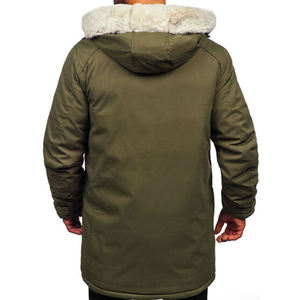 Global Industry Men's Olive <b>Green</b> Hooded Puffer Jacket Faux <b>Fur</b> Lining Windproof Plus Size Zipper Closure Long Casual Winter - Product Image 2