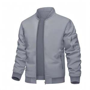 Blouson Bomber Décontracté Uni pour Homme, Col Montant, Fermeture Éclair, Poignets Côtelés, Vêtement d'Extérieur Automne - Product Image 1