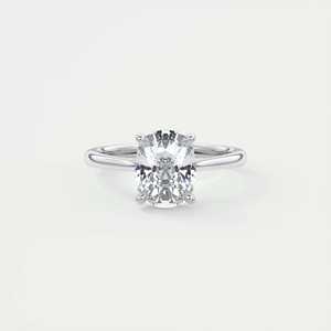 Anillo de compromiso solitario con diamante de laboratorio de 2.00 quilates de corte almohada alargado, engaste tipo catedral, en oro blanco de 14k - Product Image 4