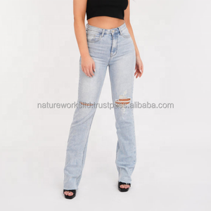 New Trends loose flare pants stacked vintage ladies' straight bootcut Denim Trousers wide leg flare hommes Baggy <b>Jeans</b> for <b>women</b> - Product Image 2