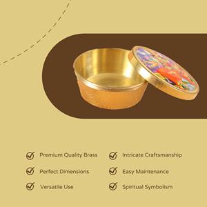 Brass Printed Design Kumkum Holder for Pooja, Gifting and Home Decor - Product Image 3
